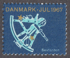 Sextant Instrument Optics Constellation STAR Gold Astronomy Christmas JUL Label Cinderella Vignette 1967 Denmark Danmark - Geography