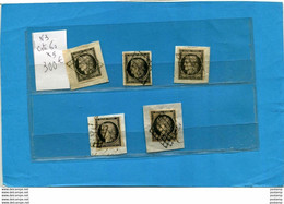 CERES- Lot De 5 Exemplaires Du N° 3--10 C-noir  Sur Fragment De Lettres-oblitérés Cote 325eu - 1849-1850 Ceres