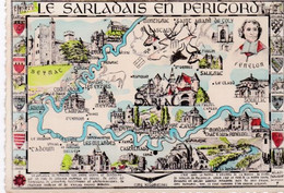 Cpsm Dentelée Grand Format. Le Sarladais En Périgord. - Landkarten