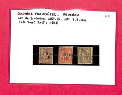 REUNION - Lot De 3 Timbres Obli Ch N° 7-9-16b - Cote Totale Yvert 2015 : 112.00€ - Gebraucht