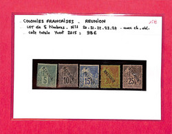 REUNION - Lot De 5 Timbres Obli Ch N° 20-21-22-23-24 -ch - Oblitérés - Cote Totale Yvert 2015 :98.00€ - Gebraucht