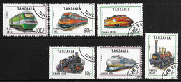 1991-Tanzania, Locomotives, 6 Stamps, Used. - Tanzania (1964-...)
