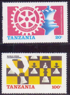 1986-Tanzania, Rotary International, World Chess Championship, Full Set Of 2 Mint Stamps. - Tanzania (1964-...)