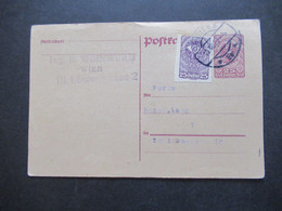 Österreich 1920 GA P 240 Mit Wertgleicher Zusatzfrankatur Renner Nr.266 Als Orts PK In Wien Anfrage Salpetersäure - Storia Postale