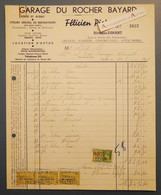 Garage Du Rocher BAYARD - Félicien PIOT - Rivages-Dinant - Facture 1938 - Belgique - Timbres Taxes / Fiscaux - Automovilismo