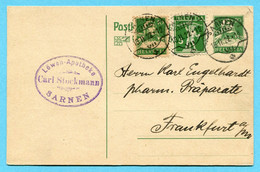 Postkarte Von Sarnen Nach Frankfurt 1922 Mit Zusatzfrankatur, Absender: Löwen-Apotheke Carl Stockmann - Enteros Postales