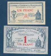 Chambre De Commerce De MONTPELLIER -  2billets -  Pirot N° 10 Et 21 - Chambre De Commerce