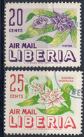 LIBERIA 1955 - FIORI FLOWERS FLEURS POSTA AEREA - 2 VALORI - USATI / USED  - YVERT 89 / 90 - Liberia