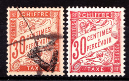 Taxe  34 - 30c Rouge-orange - Oblitéré - Joint N° 33 Pour Comparaison Des Teintes. - 1859-1959 Usados