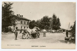 Xertigny Vosges ( 88) Attelage De Boeufs Devant La Gare.carte Animée. - Xertigny