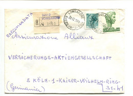 ITALIE Longarone 1976 - Affranchissement Sur Lettre Recommandée Pour L'Allemagne - Monnaie Syracusaine - Machines à Affranchir (EMA)