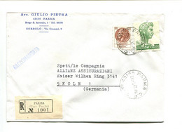 ITALIE Parma 1977 - Affranchissement Sur Lettre Recommandée Pour L'Allemagne - Monnaie Syracusaine - Franking Machines (EMA)