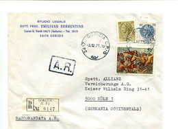 ITALIE GORIZIA 1971 - Affranchissement Sur Lettre Recommandée Pour L'Allemagne - Monnaie Syracusaine - Machines à Affranchir (EMA)