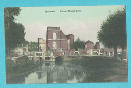 * Quiévrain (Hainaut - La Wallonie) * (Edition Pierre Larose) COULEUR, Ruines Moulin Brulé, Animée, Afgebrande Molen - Quiévrain