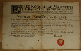 MW.1. Magistrature De Mons 1765, Pierre Thiout, Baron De Werms, Filature Et étoffe + Laissez-passer Danois Et Norvégien - Historical Documents