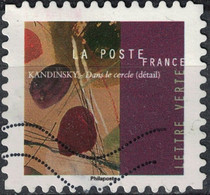 France 2021 Oblitéré Used Vassily Kandinsky Oeuvre Dans Le Cercle Deuxième Timbre Volet Droit Y&T 1975 - Oblitérés