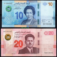 10 Dinars 2020 UNC +20 Dinars  2017 UNC - 2 Scans ( ENVOI GRATUIT) /(FREE SHIPPING) - Tunesien