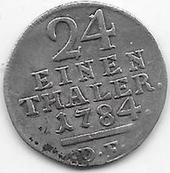 Allemagne - Hessen Kassel - 1/24 Thaler 1784 - Argent - Ohne Zuordnung