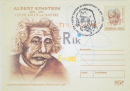 W0948- ALBERT EINSTEIN, SCIENTIST, FAMOUS PEOPLE, COVER STATIONERY, 2005, ROMANIA - Albert Einstein