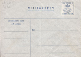Sweden Feldpost Fieldpost Militärbrev 1957 (63) M12 Cover Brief Unused (2 Scans) - Military