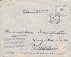 Sweden Feldpost Fieldpost Militärbrev M10B STOCKHOLM 1943 Cover Brief (2 Scans) - Militari