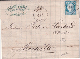 1874 - GARD - CONVOYEUR STATION De ALAIS Sur LETTRE => MARSEILLE - 1849-1876: Klassieke Periode