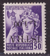 Istria Occupazione Jugoslava, 1 Lira Su 50 C. Senza Filigrana Con Soprastampa Capovolta **         -CN49 - Yugoslavian Occ.: Istria