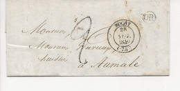 LAC 1849 BLAINVILLE CREVON 74 Origine Rurale OR Cachet Départ BUCHY Seine Inférieure T14 AUMALE TAXE 2 DECIMES TAMPON - 1849-1876: Période Classique