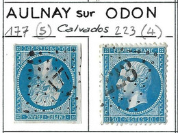 FRANCE Classique: Obl. PC 177 Et GC 223 (Aulnay-sur-Odon, Calvados) Sur TP Isolés - 1849-1876: Classic Period