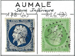FRANCE Classique: Obl. PC 178 Et GC 226 (Aumale, Seine Inf.) Sur TP Isolés - 1849-1876: Classic Period