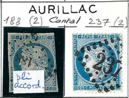 FRANCE Classique: Obl. PC 188 Et GC 237 (Aurillac, Cantal) Sur TP Isolés - 1849-1876: Classic Period
