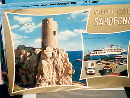 CAGLIARI SALUTI DALLA SARDEGNA PORTO MOTONAVE NAVE FERRY TRAGHETTO CANGURO AUTO CARS  VB1983 IM4193 - Cagliari