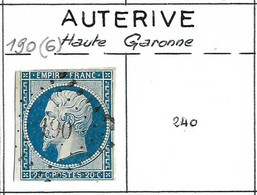 FRANCE Classique: Obl. PC 190 (Auterive, Hte Garonne) Sur TP Isolé - 1849-1876: Classic Period