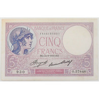 5 Francs Violet 14.9.1933 , O.57848, TTB/SUP - 5 F 1917-1940 ''Violet''