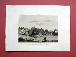 Zuccagni Orlandini  Veduta Dell'Isola Tiberina In Roma 1844 Acquaforte - Estampes & Gravures