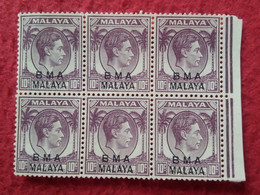 ANTIGUO BLOQUE DE 6 SELLOS STAMPS MALAYA BMA MALASIA BRITISH COLONIES 10 C VER FOTOS Y DESCRIPCIÓN... - Malaya (British Military Administration)