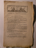 BULLETIN DES LOIS De 1798 - LOI SUR LE TIMBRE DU 13 BRUMAIRE AN VII (3 NOVEMBRE 1798) - Decrees & Laws