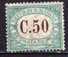 REPUBBLICA DI SAN MARINO 1897 1919 SEGNATASSE POSTAGE DUE TASSE TAXE CENT. 50 MNH - Timbres-taxe