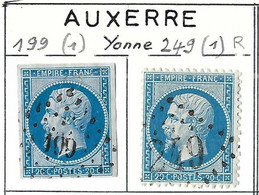 FRANCE Classique: Obl. PC 199 Et GC 249 (Auxerre, Yonne) Sur TP Isolés - 1849-1876: Classic Period