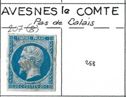 FRANCE Classique: Obl. PC 207 (Avesnes-le-Comte, PdC) Sur TP Isolé - 1849-1876: Classic Period