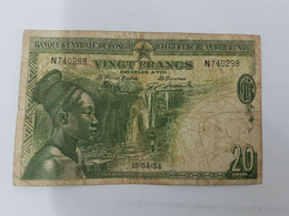 Belgian Congo 20 Francs 1954 P-26 Very Fine Condition, Look At The Picture - Democratic Republic Of The Congo & Zaire