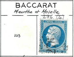 FRANCE Classique: Obl. GC 276 (Baccarat, M&M) Sur TP Isolé - 1849-1876: Classic Period