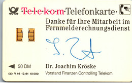 28373 - Deutschland - Telekom , Danke Für Mitarbeit , Dr. Joachim Kröske , 10000ex - V-Reeksen : VIP En Visitekaartjes