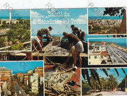 CARTOLINA  SAN BENEDETTO DEL TRONTO,ASCOLI PICENO,MARCHE,SALUTI,MARE,SOLE,ESTATE,VACANZA,SPIAGGIA,VIAGGIATA 1970 - Ascoli Piceno