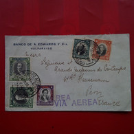 LETTRE CHILI BANCO DE A.EDWARDS VALPARAISO POUR PARIS MAGASINS DU PRINTEMPS LAGUIONE AND CIE POSTE AERIENNE - Chili