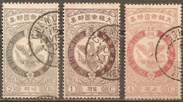 COREA 1903 YVERT NUM. 35, 36 Y 39 USADOS - Korea (...-1945)
