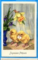 J0196, Joyeuses Pâques, Poussins, Jonquille, Erika 4072, Circulée 1941 - Pâques