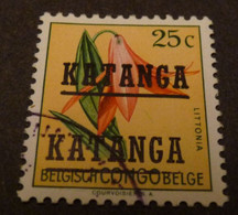 KATANGA : 1960 :   N° 26 - V Obli.        ---cat :25€ Double Surcharge Variété - Katanga