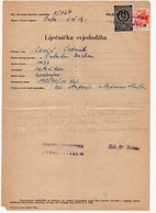 1954. YUGOSLAVIA,CROATIA,PULA,MEDICAL CERTIFICATE,NO PULA MUNICIPALITY REVENUE & 1 STATE REV.STAMP - Autres & Non Classés
