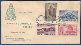PAKISTAN 1963 MNH FDC FIRST DAY COVER ARCHAEOLOGICAL SERIES TAXILA MOHENJODARO - Pakistan